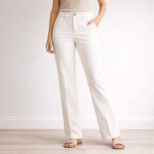 D&Co Signature Pants Button Front Stretch Ivory Tall QVC